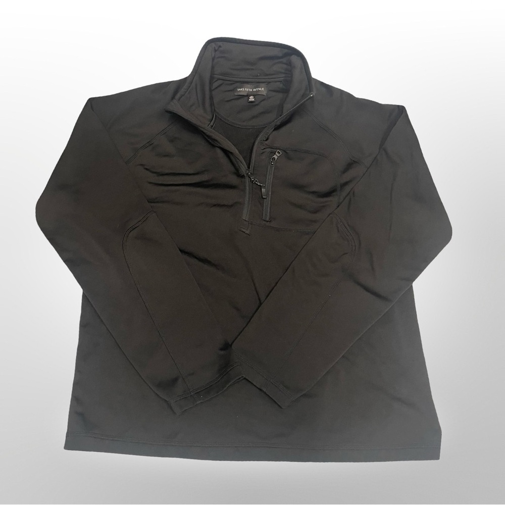 SAKS FIFTH AVENUE Quarter-Zip‎ Sweater Pullover Black Size Large